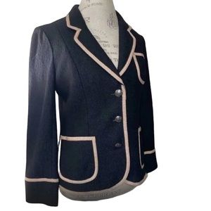 Women's Black Blazer with Cream Trim